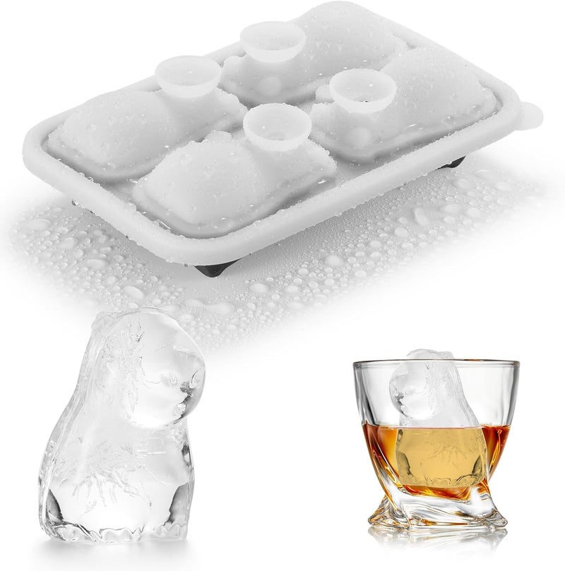 ACOOKEE Capybara Ice Cube Tray Fun Shapes, Odd Novelty Cute Capybara Gifts Stuff, 2.2" Large Silicone Whiskey Ice Mold for Cocktails,Bourbon,Brandy, w/Funne - Image 1